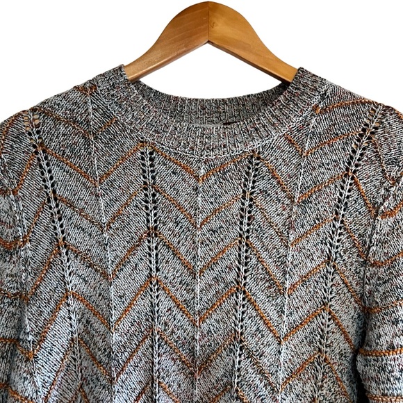 Free people open chevron knit cotton blend sweater size M excellent condition - Picture 6 of 16